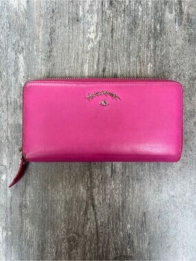 Vivienne Westwood Hot Pink Zip-Around Leather Wallet with Orb Logo
